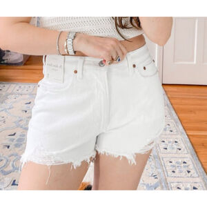Abercrombie & Fitch Women Size 24 White Curve Love High Rise Mom Denim Shorts